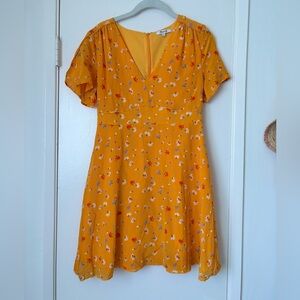 Madewell Mustard Yellow Floral Mini Dress
